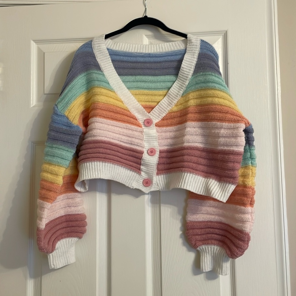 Rainbow Bright cropped sweater.